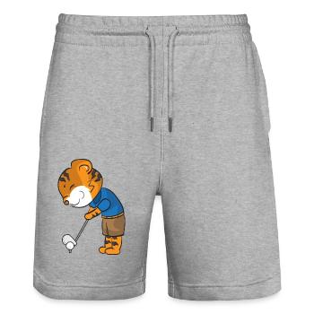 Tiger Club de golf Coup Wood Cadeau Golf - Short de jogging bio TRAINER Stanley/Stella unisexe - gris chiné - Devant - Nik (191cm) & Marisol (170cm)