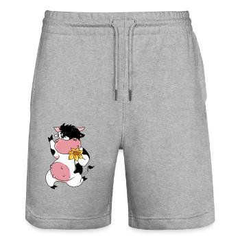 cow, flower, cows, beef, cattle, beef cattle - Stanley/Stella Trainer Unisex Organic Jogging Shorts - heather grey - Front - Nik (191cm) & Marisol (170cm)