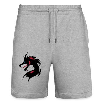 ❤️👄🐉Cool Dragon Head-I Love Dragon- 龍 - Short de jogging bio TRAINER Stanley/Stella unisexe - gris chiné - Devant - Nik (191cm) & Marisol (170cm)