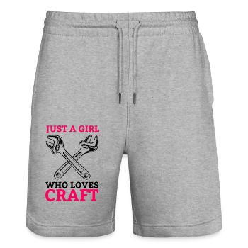 Handwerk Damen Handwerkerin Frau Werkzeug Mädchen - Stanley/Stella Unisex Bio Joggingshorts Trainer  - Grau meliert - Vorne - Nik (191cm) & Marisol (170cm)