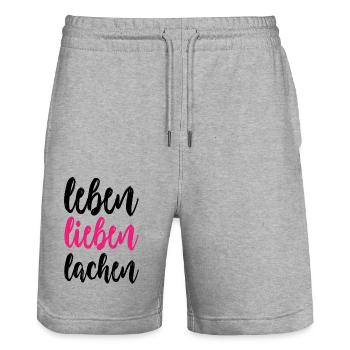 leben lieben lachen - Stanley/Stella Unisex Bio Joggingshorts Trainer  - Grau meliert - Vorne - Nik (191cm) & Marisol (170cm)
