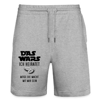 das wars - ich heiratet - Stanley/Stella Unisex Bio Joggingshorts Trainer  - Grau meliert - Vorne - Nik (191cm) & Marisol (170cm)
