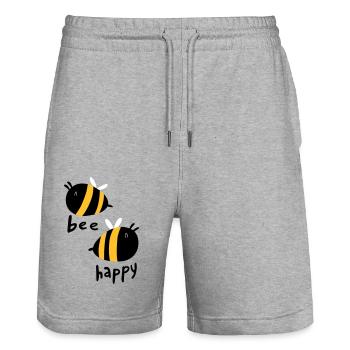 Bee Happy - Short de jogging bio TRAINER Stanley/Stella unisexe - gris chiné - Devant - Nik (191cm) & Marisol (170cm)