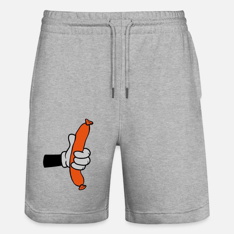 Comic Hand Holds Saucisse - Short de jogging bio TRAINER Stanley/Stella unisexe - gris chiné
