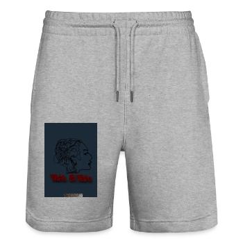 Tata B. Logo- tata.b.tate - Stanley/Stella Trainer Unisex Organic Jogging Shorts - heather grey - Front - Nik (191cm) & Marisol (170cm)
