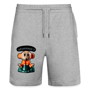Waaaaaas Äffchen - Stanley/Stella Unisex Bio Joggingshorts Trainer  - Grau meliert - Vorne - Nik (191cm) & Marisol (170cm)