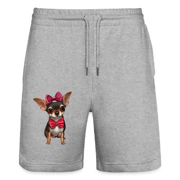 Chihuahua Dog Chihuahua Puppy Dog Owner Dogs - Stanley/Stella Trainer Unisex Organic Jogging Shorts - heather grey - Front - Nik (191cm) & Marisol (170cm)