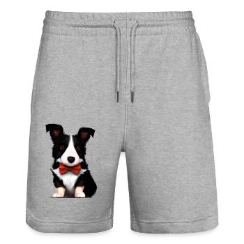 Propriétaires de chiens Border Collie Chiens Amoureux des chiens - Short de jogging bio TRAINER Stanley/Stella unisexe - gris chiné - Devant - Nik (191cm) & Marisol (170cm)