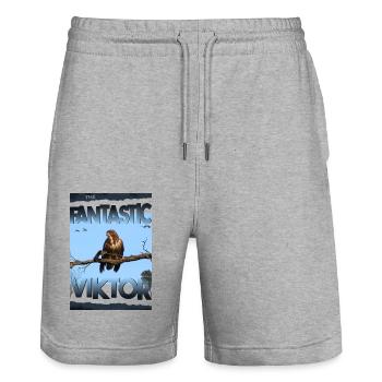 Viktor Birthday Viktor - Stanley/Stella Trainer Unisex Organic Jogging Shorts - heather grey - Front - Nik (191cm) & Marisol (170cm)