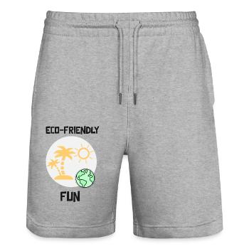 Ökologischer Spaß im Sommer, Sonne, Strand und Meer - Stanley/Stella Unisex Bio Joggingshorts Trainer  - Grau meliert - Vorne - Nik (191cm) & Marisol (170cm)