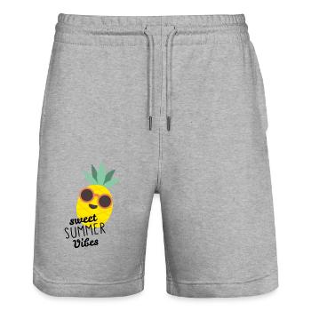 Ananas avec des vibrations estivales douces - Short de jogging bio TRAINER Stanley/Stella unisexe - gris chiné - Devant - Nik (191cm) & Marisol (170cm)