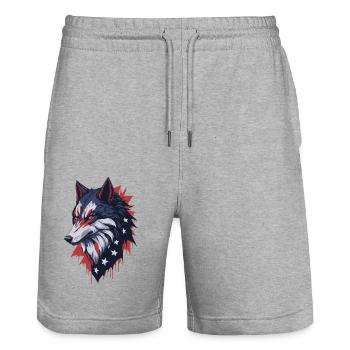 Wolf - Stanley/Stella Trainer Unisex Organic Jogging Shorts - heather grey - Front - Nik (191cm) & Marisol (170cm)