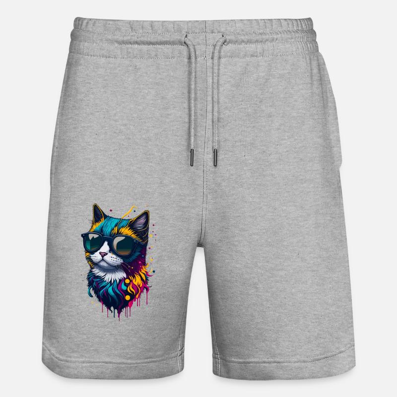 Niedliche Katze - Stanley/Stella Unisex Bio Joggingshorts Trainer  - Grau meliert