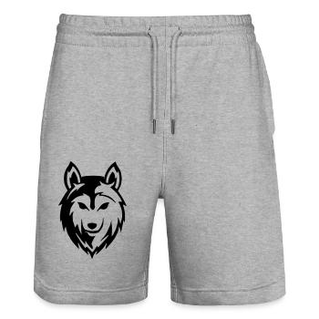 The wolf - Stanley/Stella Trainer Unisex Organic Jogging Shorts - heather grey - Front - Nik (191cm) & Marisol (170cm)