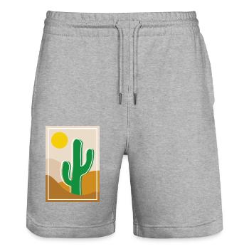 Cactus dans le désert - Short de jogging bio TRAINER Stanley/Stella unisexe - gris chiné - Devant - Nik (191cm) & Marisol (170cm)