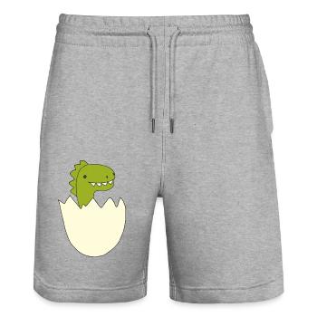 dino baby - Stanley/Stella Unisex Bio Joggingshorts Trainer  - Grau meliert - Vorne - Nik (191cm) & Marisol (170cm)