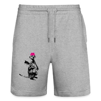 Suricate Guitariste Magenta Hat - Short de jogging bio TRAINER Stanley/Stella unisexe - gris chiné - Devant - Nik (191cm) & Marisol (170cm)
