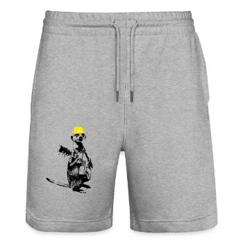 Suricate Guitariste Chapeau Jaune - Short de jogging bio TRAINER Stanley/Stella unisexe - gris chiné - Devant - Nik (191cm) & Marisol (170cm)