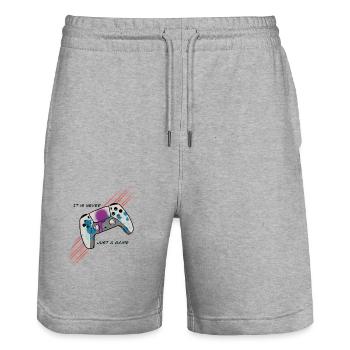 Gamer - Stanley/Stella Unisex Bio Joggingshorts Trainer  - Grau meliert - Vorne - Nik (191cm) & Marisol (170cm)