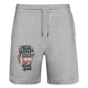 bunte Buchstaben in Form eines Kopfes - Stanley/Stella Unisex Bio Joggingshorts Trainer  - Grau meliert - Vorne - Nik (191cm) & Marisol (170cm)