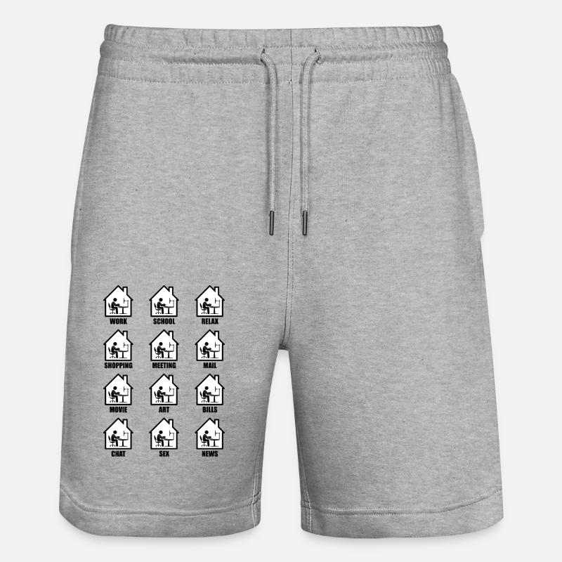 Computer home office fun gift - Stanley/Stella Trainer Unisex Organic Jogging Shorts - heather grey