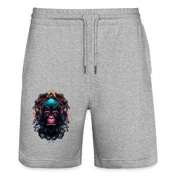 mera art street art monkey five - Stanley/Stella Trainer Unisex Organic Jogging Shorts - heather grey - Front - Nik (191cm) & Marisol (170cm)