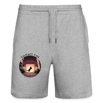 Sunset cat 1 - Stanley/Stella Unisex Bio Joggingshorts Trainer  - Grau meliert - Vorne - Nik (191cm) & Marisol (170cm)