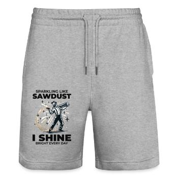 Holzfäller Holzarbeiter Holzschneider Zimmermann Sägemehl - Stanley/Stella Unisex Bio Joggingshorts Trainer  - Grau meliert - Vorne - Nik (191cm) & Marisol (170cm)