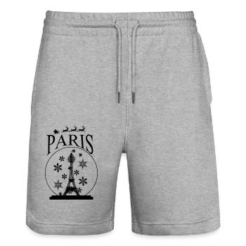 Pariser Weihnachtsschneekugel und Weihnachtsmann - Stanley/Stella Unisex Bio Joggingshorts Trainer  - Grau meliert - Vorne - Nik (191cm) & Marisol (170cm)
