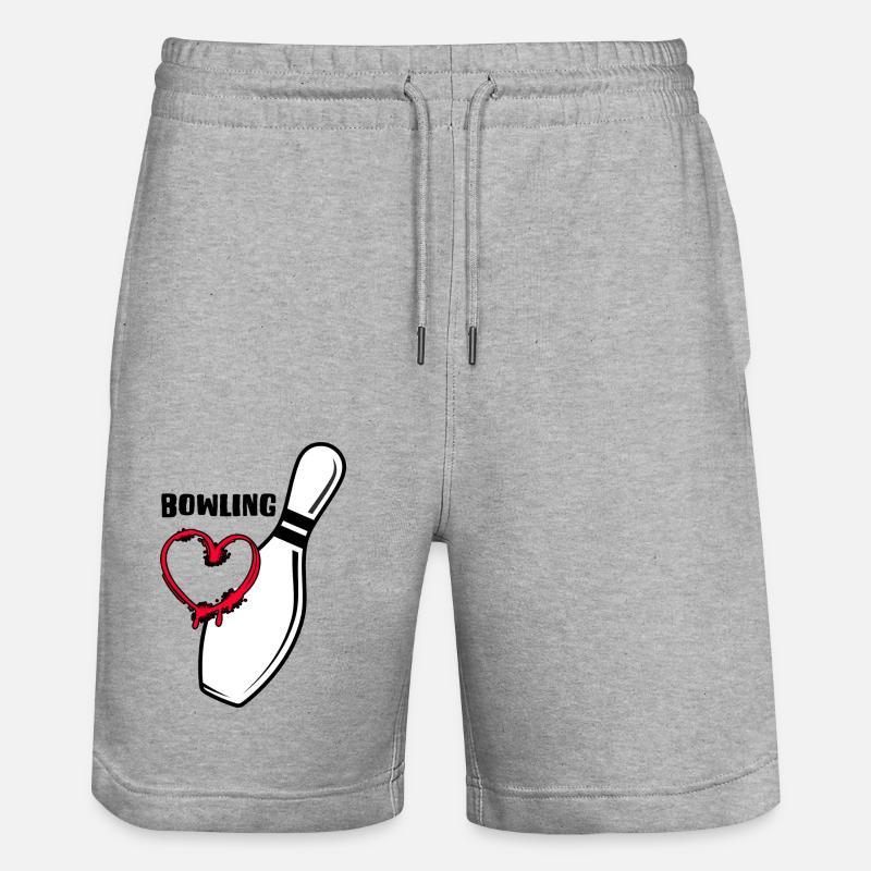 bowling strike bowlingbahn bowling-love - Stanley/Stella Unisex Bio Joggingshorts Trainer  - Grau meliert