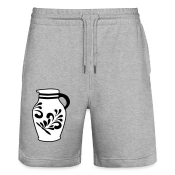 Bembel - Der Originale Frankfurter Apfelwein #FFM - Stanley/Stella Unisex Bio Joggingshorts Trainer  - Grau meliert - Vorne - Nik (191cm) & Marisol (170cm)