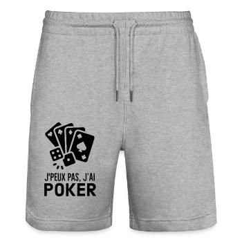 Je peux pas j ai poker joueur de cartes - Short de jogging bio TRAINER Stanley/Stella unisexe - gris chiné - Devant - Nik (191cm) & Marisol (170cm)