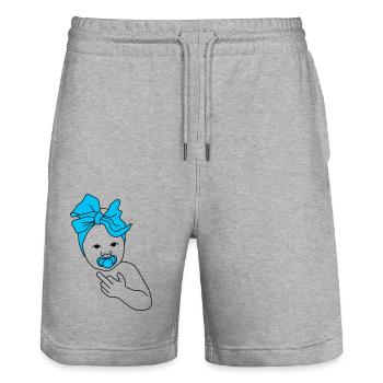 baby middlefinger blue - Stanley/Stella Unisex Bio Joggingshorts Trainer  - Grau meliert - Vorne - Nik (191cm) & Marisol (170cm)