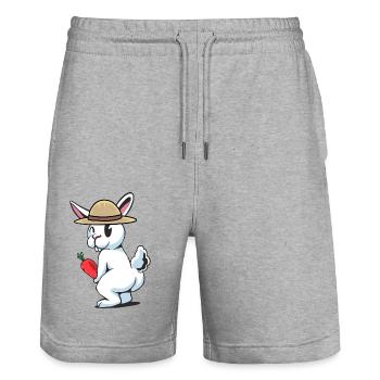 Hase Rübe Gärtner Gartenbau Ernte Möhren Gemüse - Stanley/Stella Unisex Bio Joggingshorts Trainer  - Grau meliert - Vorne - Nik (191cm) & Marisol (170cm)