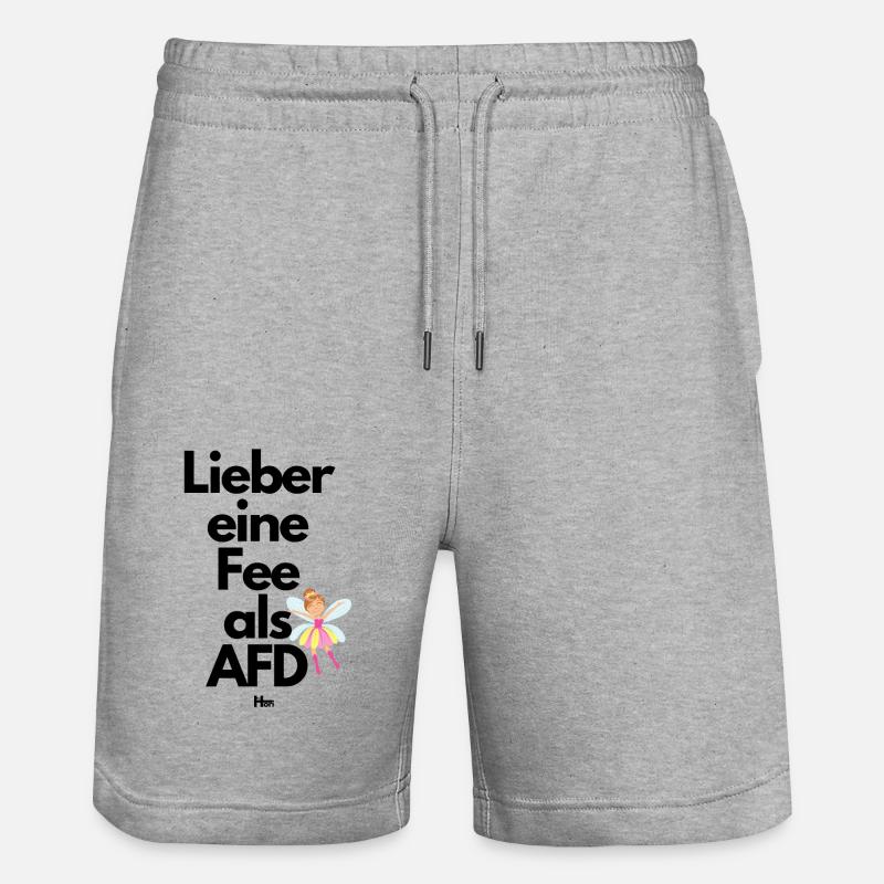 Lieber eine Fee als AFD - Stanley/Stella Unisex Bio Joggingshorts Trainer - Grau meliert