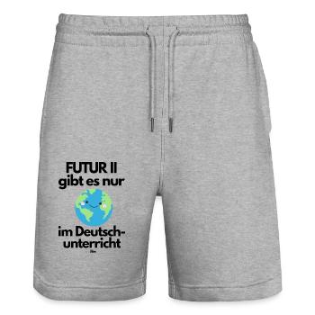 FUTUR II gibt es nur - Stanley/Stella Unisex Bio Joggingshorts Trainer  - Grau meliert - Vorne - Nik (191cm) & Marisol (170cm)