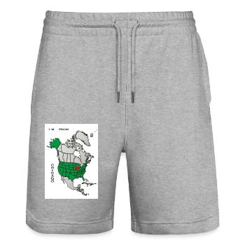 I´m from Chicago-Slogan - Stanley/Stella Unisex Bio Joggingshorts Trainer  - Grau meliert - Vorne - Nik (191cm) & Marisol (170cm)