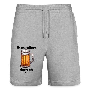 Malle Es eskaliert eh - Stanley/Stella Unisex Bio Joggingshorts Trainer  - Grau meliert - Vorne - Nik (191cm) & Marisol (170cm)