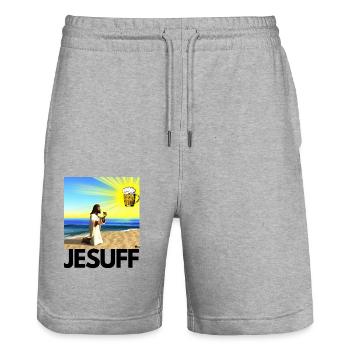 Malle Jesuff 3 - Stanley/Stella Unisex Bio Joggingshorts Trainer  - Grau meliert - Vorne - Nik (191cm) & Marisol (170cm)