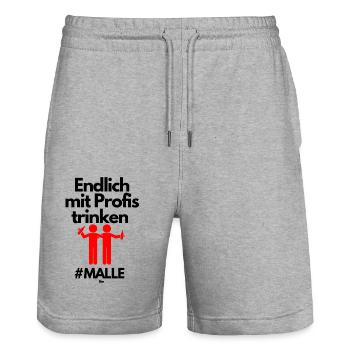 Malle Enfin boire avec des professionnels - Short de jogging bio TRAINER Stanley/Stella unisexe - gris chiné - Devant - Nik (191cm) & Marisol (170cm)