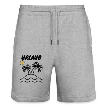 Vacances cryptographiques BTC Bitcoin 1 - Short de jogging bio TRAINER Stanley/Stella unisexe - gris chiné - Devant - Nik (191cm) & Marisol (170cm)