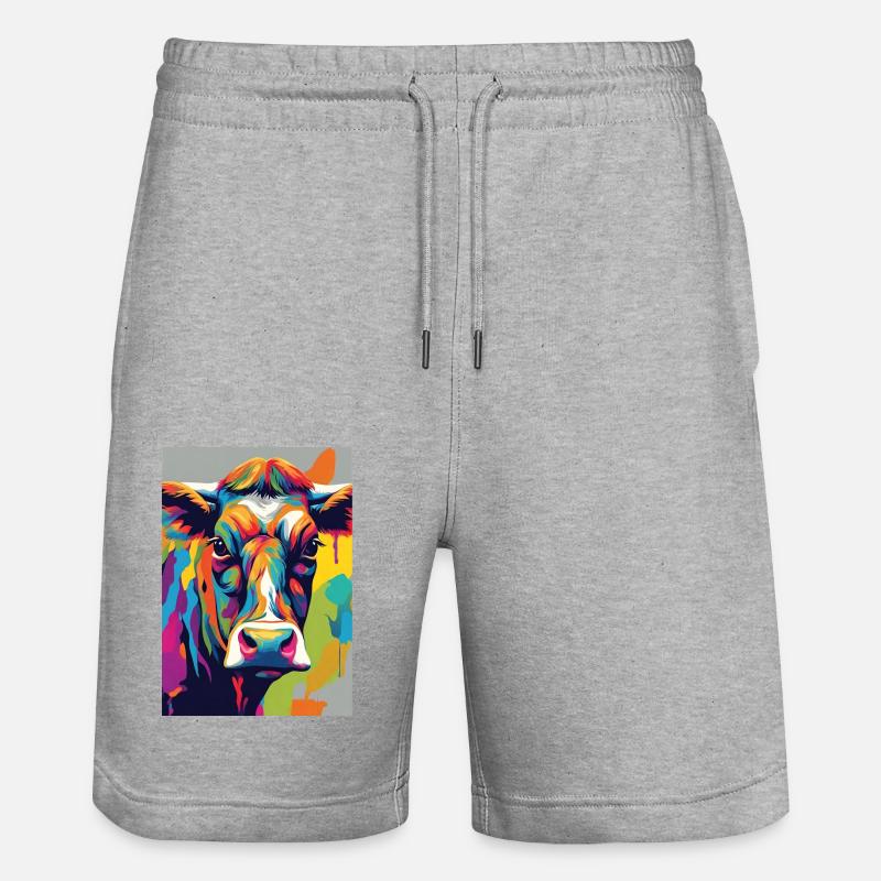 Kuhschädel bunt - Stanley/Stella Unisex Bio Joggingshorts Trainer  - Grau meliert