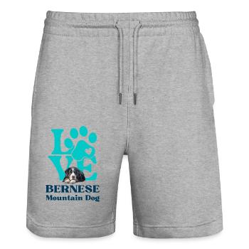 Bernese Love: Adorable Design for Dog Enthusiasts - Stanley/Stella Trainer Unisex Organic Jogging Shorts - heather grey - Front - Nik (191cm) & Marisol (170cm)