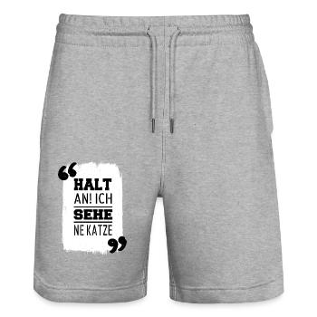 Cat Toys Cat Lifestyle Pet Ownership - Stanley/Stella Trainer Unisex Organic Jogging Shorts - heather grey - Front - Nik (191cm) & Marisol (170cm)