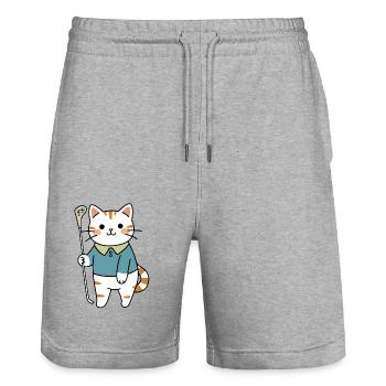 Méchant - Short de jogging bio TRAINER Stanley/Stella unisexe - gris chiné - Devant - Nik (191cm) & Marisol (170cm)