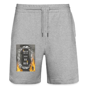 Who is she she is me i wanna be her! Delilah Bon M - Stanley/Stella Unisex Bio Joggingshorts Trainer  - Grau meliert - Vorne - Nik (191cm) & Marisol (170cm)