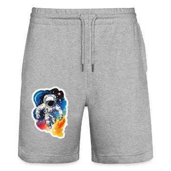 Aquarelle d’astronaute Aquarelle - Short de jogging bio TRAINER Stanley/Stella unisexe - gris chiné - Devant - Nik (191cm) & Marisol (170cm)