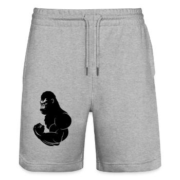 gorilla - Stanley/Stella Unisex Bio Joggingshorts Trainer  - Grau meliert - Vorne - Nik (191cm) & Marisol (170cm)
