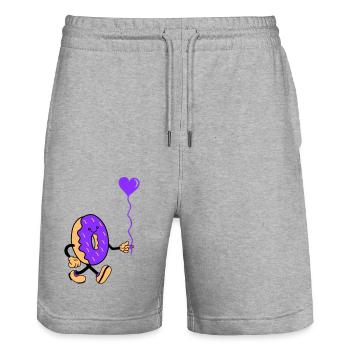 Donut Coeur de bande dessinée - Short de jogging bio TRAINER Stanley/Stella unisexe - gris chiné - Devant - Nik (191cm) & Marisol (170cm)