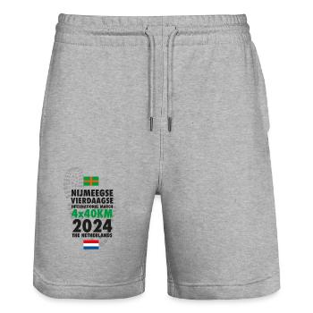 Nijmegen Walking Event 2024 4 x 40 km - Stanley/Stella Trainer Unisex Organic Jogging Shorts - heather grey - Front - Nik (191cm) & Marisol (170cm)